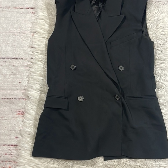 Zara Black Double Breasted Button Padded Sleeveless Blazer Vest - Picture 10 of 11